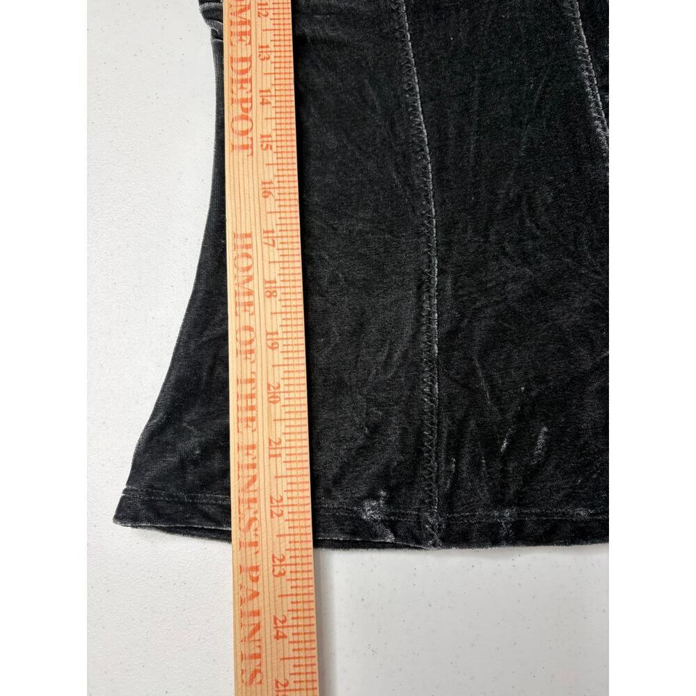 Y2K Crushed Velvet Lace Tank Top Cami Sz L Dark Gray Coquette Babydoll Festival - Picture 10 of 10